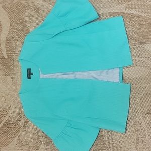 Talbots turquoise blazer jacket bell sleeves size 6